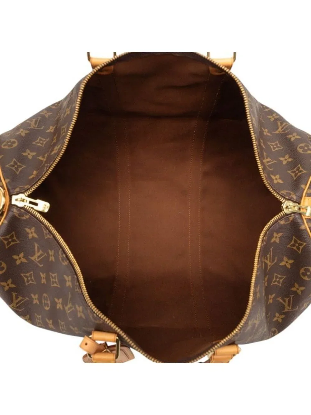 Louis Vuitton Monogram Keepall Bandouliere 50 Boston Bag 2-Way Brown Leather
